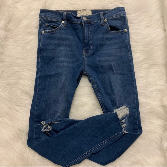 Free People Denim - Free People Women’s Distressed Shark Bite Skinny Jeans